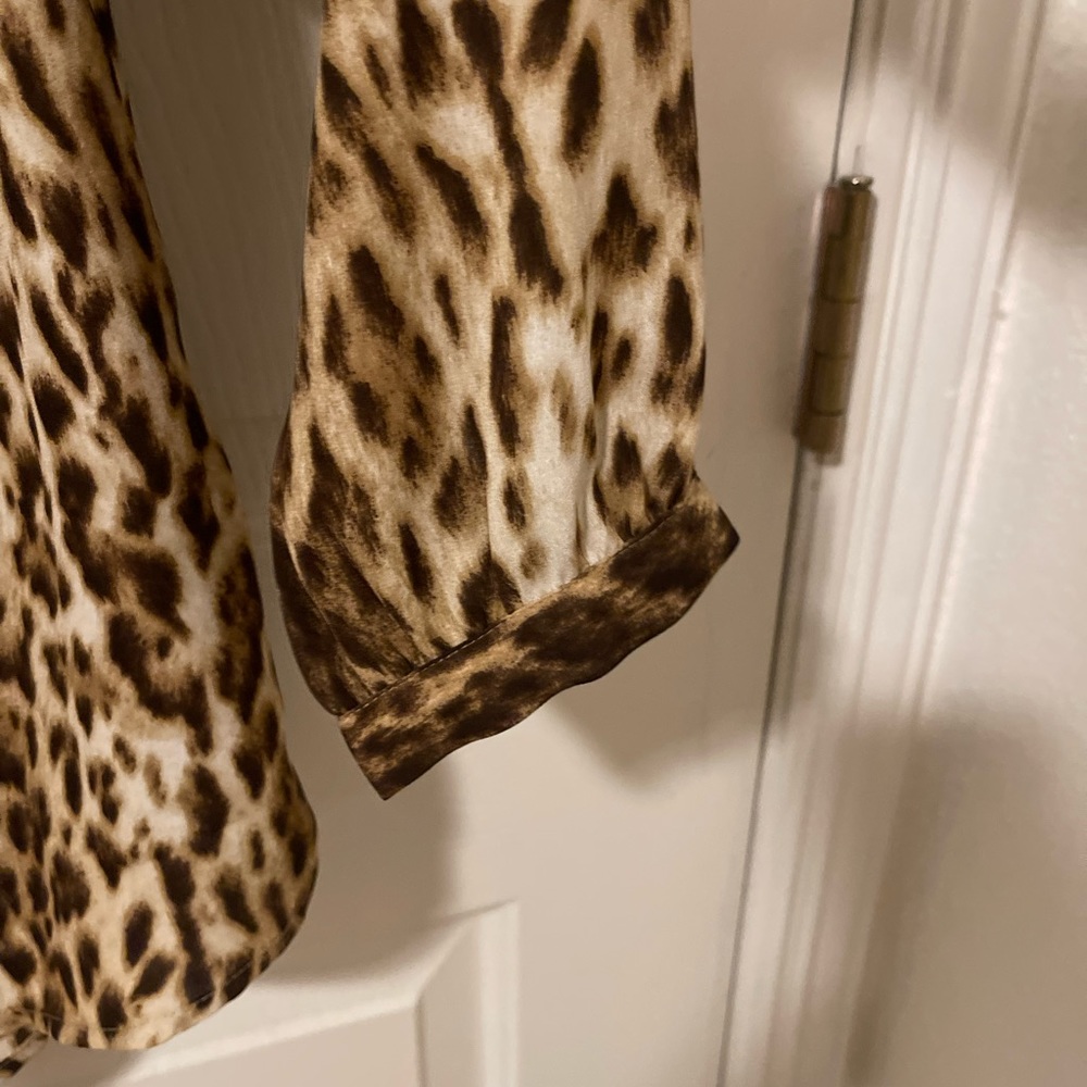 J. Crew • Leopard Print Tie Neck Blouse - Picture 7 of 9